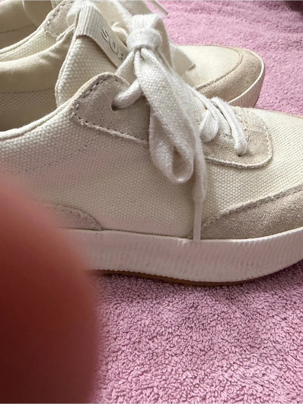 Sorel womens Cream Canvas & Suede Lace-Up Sneakers